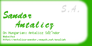sandor antalicz business card